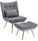 chairus Samt Loungesessel Relaxsessel mit Hocker Modern Polsterstuhl Fernsehsessel mit Lendenkissen Lesesessel für Wohnzimmer Balkon (Grau)