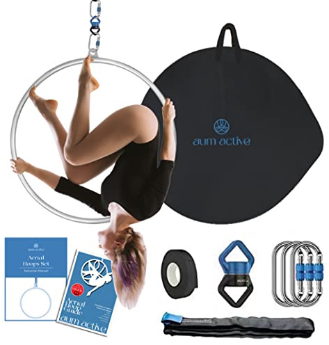 aum active - Aro aéreo de 90 cm/95 cm de Punto único con Equipo de aro aéreo, Incluye Bolsa de Almacenamiento, mosquetones, Espiga, Correa de Antena y Cinta Adhesiva para