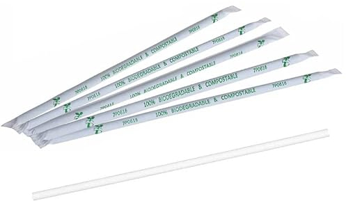 Virsus 500 Cannucce dritte IMBUSTATE SINGOLARMENTE misura 21/6 biodegradabili biocompostabili di Colore Bianco cannuccia Eco Friendly per bevande, Cocktail, bar, aperitivo rispetta la Natura