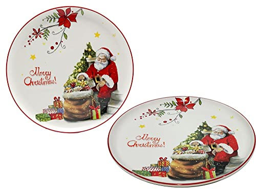 1 Piatto in Ceramica con Decorazione Natalizia 30 cm