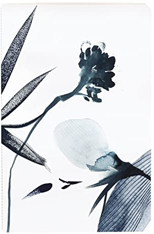 Clairefontaine 115925C - Un Petit Carnet Cousu Fil motif Floral Peint à l'Encre Bleue - 11x17 cm 64 Pages Lignées papier Blanc 90g - Collection Inkebana - 4 visuels, livraison aléatoire
