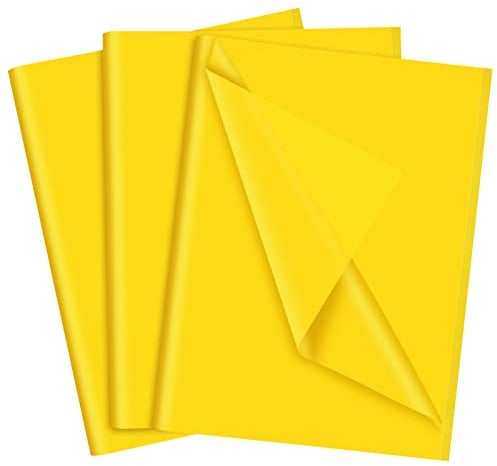 NEBURORA Gelbes Seidenpapier für Geschenktüten 60 Blatt Gelbes Seidenpapier Bulk 35 x 50 cm Hellgelbes Verpackungspapier für Geschenkpapier Füller Kunsthandwerk Geburtstag Hochzeit Sonnenblume Party