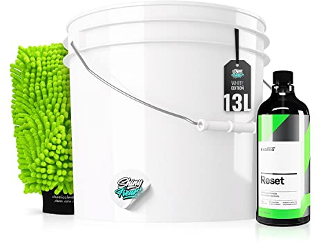 Auto Waschset: Wascheimer (3,5GAL) + CarPro Reset Autoshampoo + Waschhandschuh für die Auto Handwäsche - schonende Reinigung & Pflege für den Lack - Autowäsche, waschen | 4-teilig