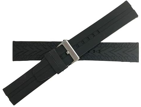 Diloy Bracelet montre silicone extra-long BR03L – 20mm 22mm 24mm – Compatible toutes marques – Installation facile – Résistant à l’eau – Poignets larges Noir 24mm