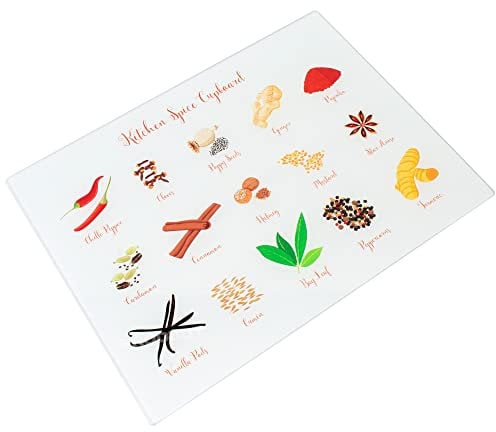 Herbs & Spices 40x30cm Glass Chopping Board