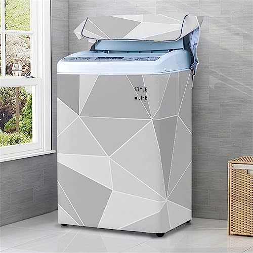 Odot Washing Machine Cover Top Load Waterproof Dustproof Washer Machine Dryer Protector Sunscreen Print Washer Dryer Cover for Most Top Load Washer Dryer (Gray geometry,XL capacity 8.5-12kg)