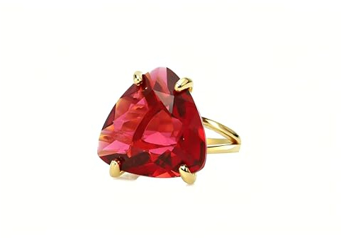 Bague en Tourmaline Rose Taillée en Trillion - Pierre de Naissance d'Octobre - Bague Vintage à Double Anneau - Bague en Pierre Précieuse pour Femme - Bijoux Artisanaux en Tourmaline
