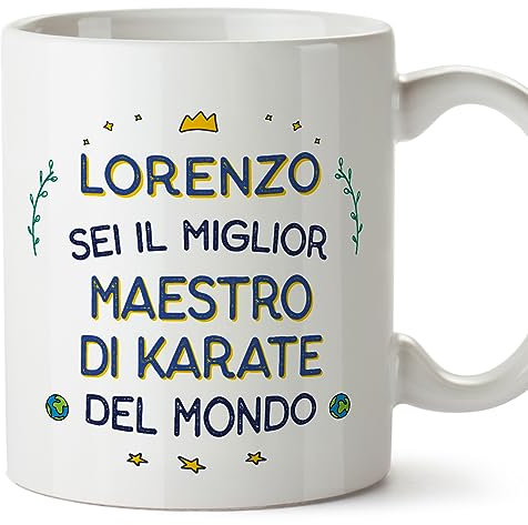 Mugffins Tazza Personalizzata in ceramica per MAESTRO DI KARATE uomo 11 oz / 350 ml - In italiano - Migliore del Mondo - Idea regalo per compleanno, anniversario, natale, laurea