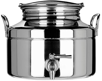 Megashopitalia Fût soudé avec Robinet et Base pour Huile en Acier Inoxydable 18/10 (3 L)