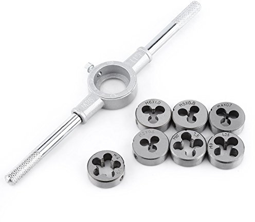 Set di Filiere Metriche, Filiera da 8 Pezzi in Acciaio Per Cuscinetti, con Filiera M3-M12, Kit di Utensili Manuali Per Maschiatura Per Lavorazione Filettatura Esterna Per Fai da Te in Casa, Garage E O