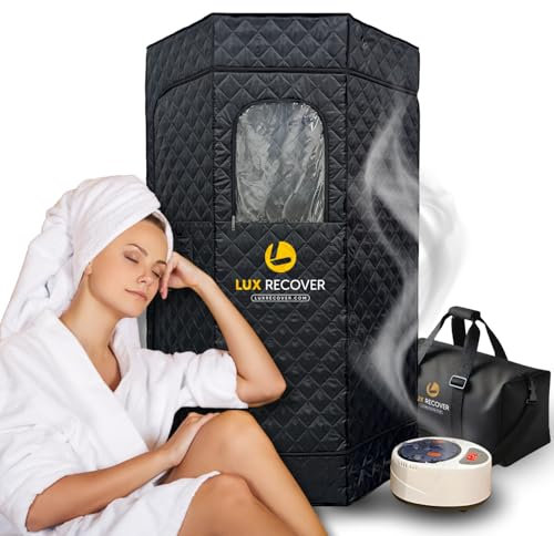 Large Portable Sauna Steam Tent | Full Size Home Sauna Steam Room | Sauna Tent | Steam Room Tent | Free Chair | 1-2 People Sauna Pod | Portable Infrared Sauna for Home | Steam Room | Lux Recover