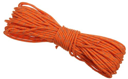 PATIKIL 65 Feet Reflective Guyline Camping Paracord, 3mm Tent Cord Guyline Rope Nylon Paracord Rope for Camping Tent Tarp Hiking, Orange (20M)