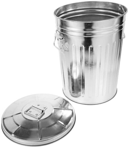 PRETYZOOM Metal Trash Can Garbage Can with Lid Trash Can with Lid Garbage Bin Container Trash Cans Metal Garbage Can Metal Waste Basket Iron Classification Bucket Office Household
