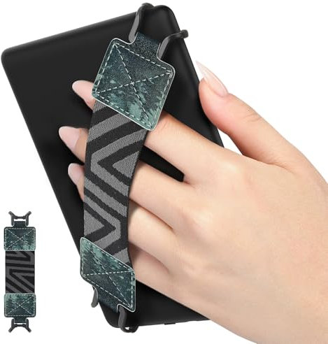 MoKo Correa de Mano de Seguridad para 6-8 Kindle eReaders Fire Tableta - Kindle/Kobo/Voyaga/Lenovo/Sony Kindle E-Book Tablet, Soporte de Agarre de Dedo Elástico Multifuncional Tableta, Bosque Verde