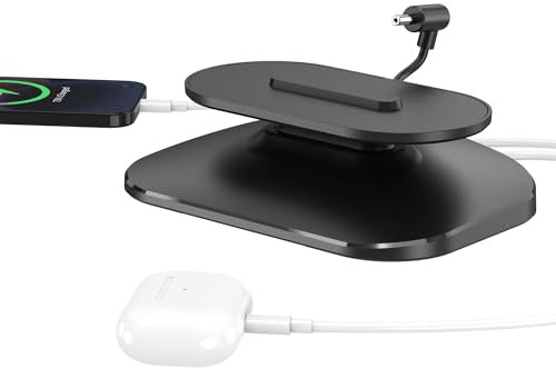 PlusAcc Adjustable Stand for Show 5 (1st & 2nd Gen) - Charging Stand with USB-A and Type-C Charging ports. Charger Holder for Samsung Smartphones, Smartwatches and Headphones (Black)