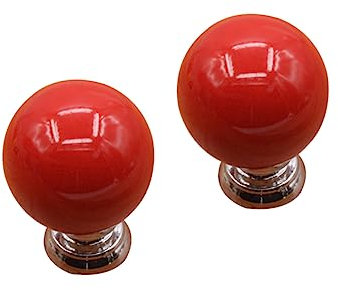 KONTONTY Enhance Your Home Decor Red Ceramic Single Hole Cabinet Pull Handles Round Door Knobs