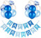 Luftballons Geburtstag Dekoration Set, blau weiße Geburtstagsdeko Happy Birthday deko Banner Party Deko Geburtstag Set mit blau weiße Latex Luftballons Konfetti Ballons（Blau)