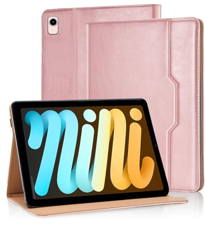 Vkooer Custodia per iPad Mini 6 (8,3 Pollici, Modello 2021, 6ª Generazione) Cover Protettiva Pelle PU con Auto Svegliati/Sonno e Supporto Funzione Flip Tasca Case per iPad Mini 6 - Oro rosa