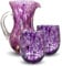 Gocce di Murano Brocca Buvette da 750 ml + 2 Bicchieri Vetro Made in Italy in Vetro Soffiato. Lavorati Secondo la Tradizione degli Artigiani di Murano, Caraffa da Tavolo Elegante (Ametista)