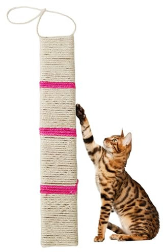 Obelunrp Hanging Cat Scratcher, 45x8cm Sisal Cat Scratch Board with Hanging Rope, Vertical Cat Scratcher, Cat Wall Scratcher, Scratch Pad for Indoor Cats (Random Color)