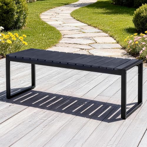 Mingone Banc de Jardin Noir (120cm, 2 Places)