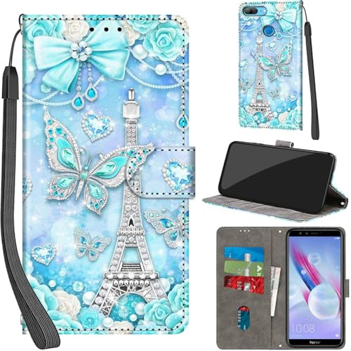 Handyhülle für Huawei Honor 9 Lite Hülle, Turm | PU Leder, Klappbar, Kartenfächer, Ständer, Kameraschutz, Brieftasche, Magnet, Stoßfeste, Muster Motiv