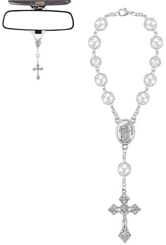 Mrltau Chapelet pour St Christophe - Porte-bonheur et Pendentif de Voiture pour Miroir - Cadeau