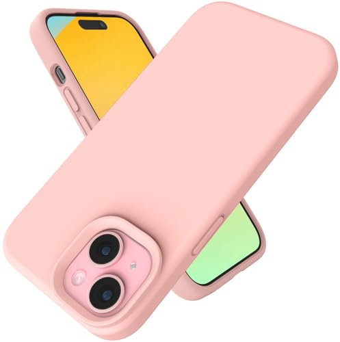 Andwing For iPhone 15 Case,Liquid Silicone Case For iPhone 15 Phone case Soft Phone Case Shockproof Cover Anti-Fingerprint Anti-Slip,For iPhone 15 6.1 Pink