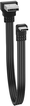 LANMINGLEL Câble USB 2.0 court plat à 90 degrés,Fiche USB vers type C mâle Câble, de données plat et souple 480 Mbps,Pour téléphones, tablettes, ordinateurs portables 30cm (angle haut)
