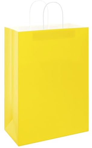 vidaXL Sacs en Papier 50 pcs avec poignées Jaune 32x17x44 cm, Sac en Papier, Sac Cadeau en Papier, Sac Cadeau en Papier, Sac