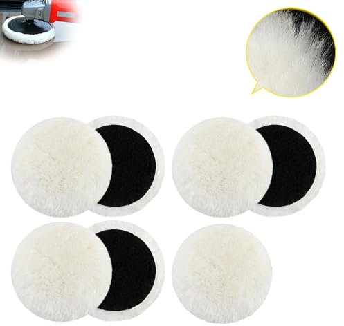 VARKAGE Polierpads 125mm 7 Stück Polieraufsatz Kompatibel mit Bosch Exzenterschleifer, Lammwolle Polierscheiben Polierpads Polierhauben für Exzenterschleifer mit Klett für Auto, Korkböden usw