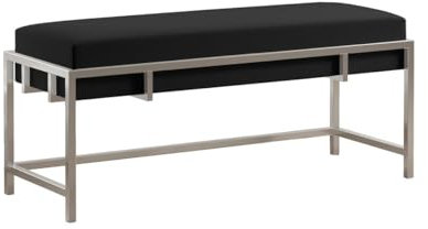 BETTSO - Elegante Sitzbank LAMO - Polsterbank mit Metalbeinen - Moderner Bettbank - Garderobenbank - Sitzhocker Wohnzimmer, Schlafzimmer, Flur - Metalfarbe Chrom - Stofffarbe Schwarz - 100x35x45cm