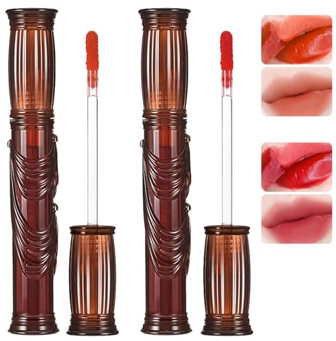 Kighdel 2PCS Lip Stain Peel off Peel off Stain Matte Lip Non-Stick Cup Lip Gloss Tint Peel off Waterproof Peel off Lip Liner High Color Lip Stain Lip Makeup for Women Girls (Shade 01 & Shade 03)
