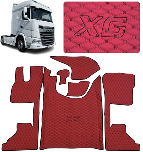 LKW-Fußmatten passend für DAF XG 2022+ Fussmatte (Stoff rot, Garn schwarz)