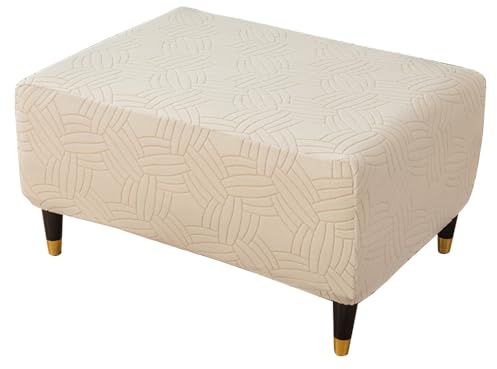 Hockerbezug Rechteckige Hocker Hussen Hocker Abdeckung Rechteckige Ottomane Schonbezug Beige M