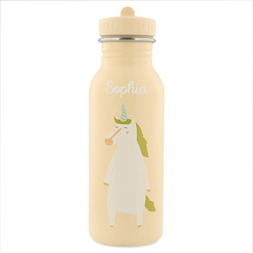 wunderwunsch Trinkflasche personalisiert für Kinder, Flasche personalisiert, Babyflasche, Kinder Trinkflasche, Trixie Trinkflasche mit individuellem Namen (Einhorn, 500ml)