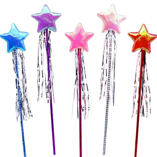 Elsqolro 20 Stück Stern Fee Zauberstab Stern Fee Prinzessin Zauberstäbe zum Verkleiden Prinzessin Kostüm Rollenspiel Requisiten Stern Zauberstab Stick für Geburtstag Halloween Weihnachten Party Dekor