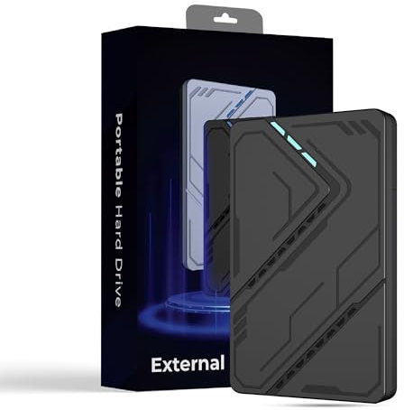Portable External Hard Drive USB 3.0 – Ultra Slim HDD with LED Indicator, Plug & Play Storage Backup Drive for PC, Laptop, Mac, PS4, Chromebook – Universal Compatibility (Black, 1TB)