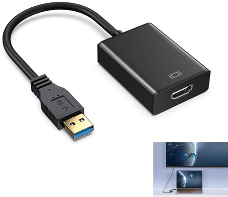 USB auf HDMI Adapter Gehäuse | USB zu HDMI Konverter Grafik Audio Video Konverter für Laptop PC Monitor Beamer HDTV | 1080P Weiblich Kabel Full HD 3D | Kompatibel mit Windows 7/8/8.1/10 und Mac OS