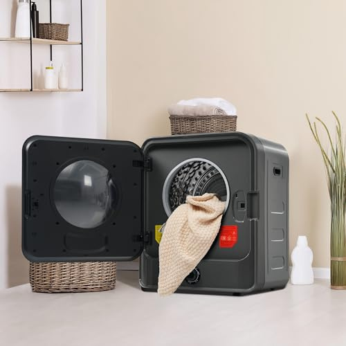 Merax Mini Wäschetrockner Wandmontagefähig,3kg (bis 4,5kg) 830W Edelstahl-Trommel, 5 Programme, Überhitzungsschutz, Kompakter Ablufttrockner mit Mehrfachfiltration & Display