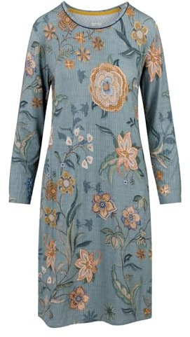 Pip Studio Damen Nachthemd Destiny Long Sleeve Nightdress Safari Bloom, Farbe:Blau, Artikel:-152 Blue, Größe:S