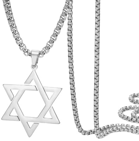 Dreamtimes Star of David Necklace for Men Women Stainless Steel Jewish Star Necklace Hexagon Pendant Dainty Religious Jewish Jewelry