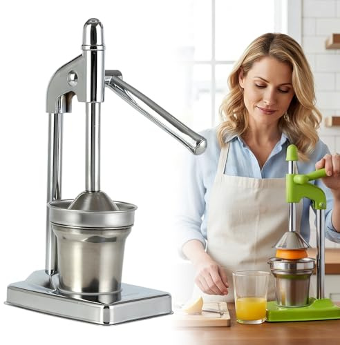 Zitronenpresse Edelstahl, 2026 Neu Manuell Saftpresse Wartungsfrei und Leistungsstark, Obstpresse Limettenpresse Klein Lemon Squeezer Spülmaschinengeeignet Und 100% Auspresstechnik (Silber)