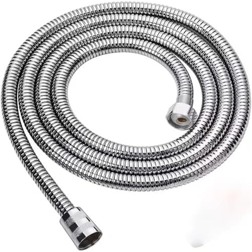 Duschschlauch 1,5 m/2 m G1/2 Zoll flexibler Duschschlauch, Edelstahl, verchromt, Badezimmer-Wasserkopf, Duschkopf-Verlängerungsrohr(Silver,150cm)