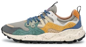 FLOWER MOUNTAIN Yamano 3 Herren Sneakers Grau, Grün Gelb aus Wildleder und technischem Stoff - YAMANO 3 Man Grey-Petrol-Zucca 41, grau, 43 EU