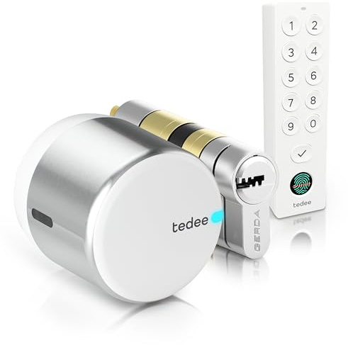 Tedee GO2 Cerradura Inteligente con Teclado Keypad PRO, Cilindro Modular EXXO Smart de Aluminio, Cerradura Electrónica para Puerta, Bluetooth Acceso Remoto, Compatible con Alexa y Google Matter