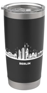 Skyline Bunt Berliner Stadtbild Berlin Doppelwandiger Edelstahl-Thermobecher
