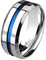 Mianova Herren Band Ring Bandring Edelstahl poliert Zwei Ton Silber mit blauen Inlay Männer Biker Rocker massiv breit Herrenring Größe 60 (19.1)