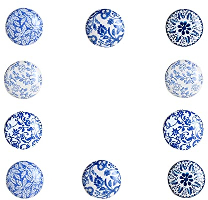 Perilla Home Set of 10 Blue Taylor Ceramic Drawer knobs Diameter 1.5 Cupboard Glass Door Knobs Dresser Wardrobe and Drawer Pull (Blue)