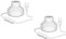 ledscom.de 2 Stück Tischlampe TIX, Schalter, Porzellan, weiß, 1x E27 max. 300W